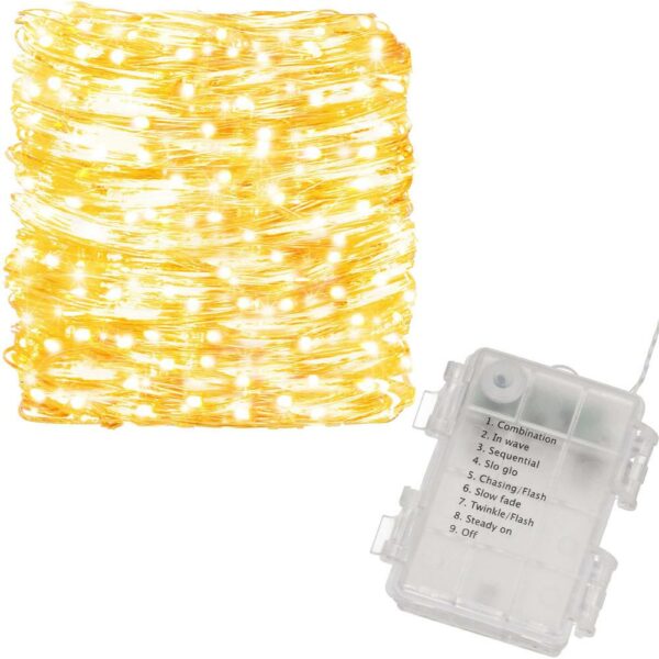 Fényfüggöny 300 LED, 3m, beltéri/kültéri használatra, távirányítóval, sárga világítás - Image 7