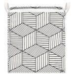 Ruha- vagy játéktároló kosár, 40x35x25cm, pamut és lenvászon, 35 l, fehér és fekete