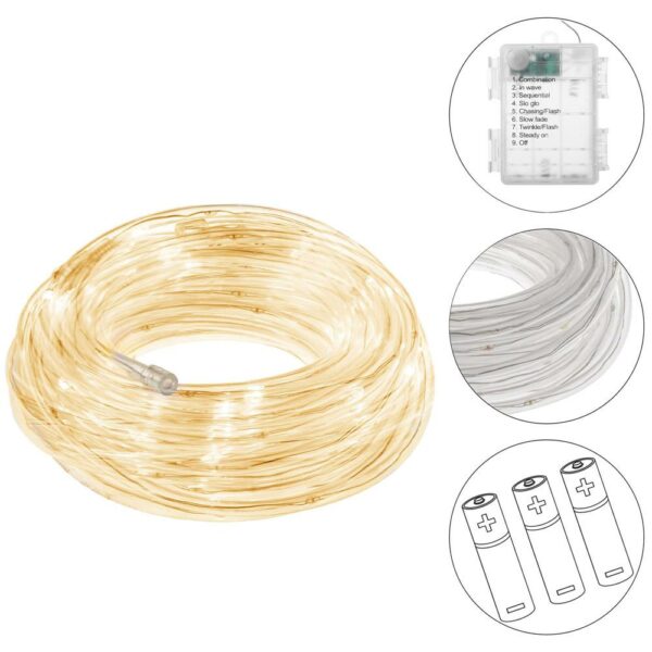 (DL) Instalatie tub furtun luminos pentru Craciun cu baterii 3xAA, 50 LED-uri, 5m, galben - Image 8