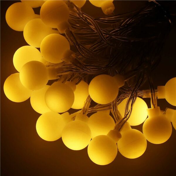 Kerti fénylabda installáció, 7,5 méter, 50 LED, elemekkel, sárga - Image 6