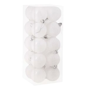 Set globuri de Craciun, 20 bucati, 8cm, alb perlat