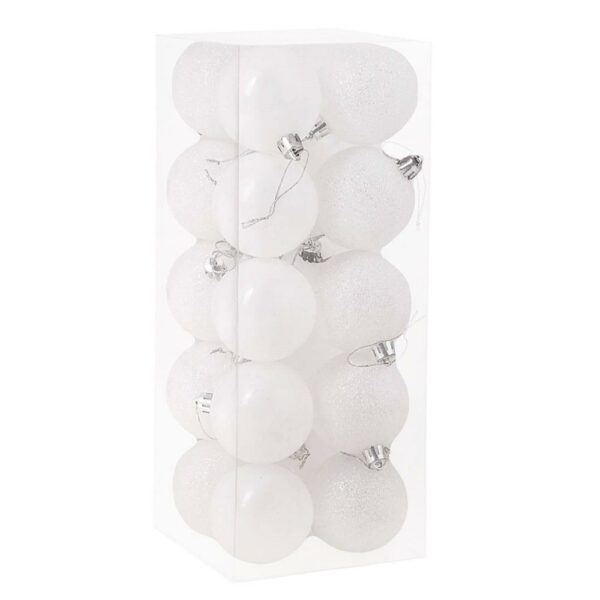 Set globuri de Craciun, 20 bucati, 8cm, alb perlat