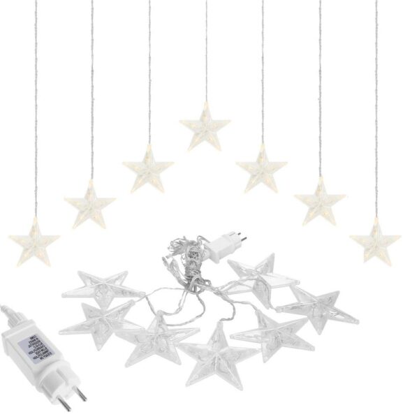 (DL) Fényfüggöny csillagokkal 72 LED, 2m széles, beltéri/kültéri használatra, fehér világítás - Image 7
