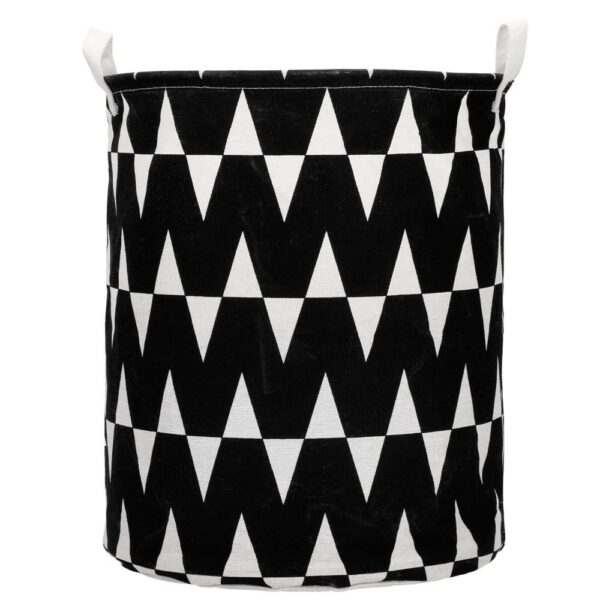 Ruha- vagy játéktároló kosár, 45x35 cm, pamut és lenvászon, 55 l, fekete - Image 9