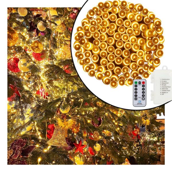 Kültéri lámpa beépítés a kertbe, 9 méter, 120 LED, elemekkel, sárga - Image 8