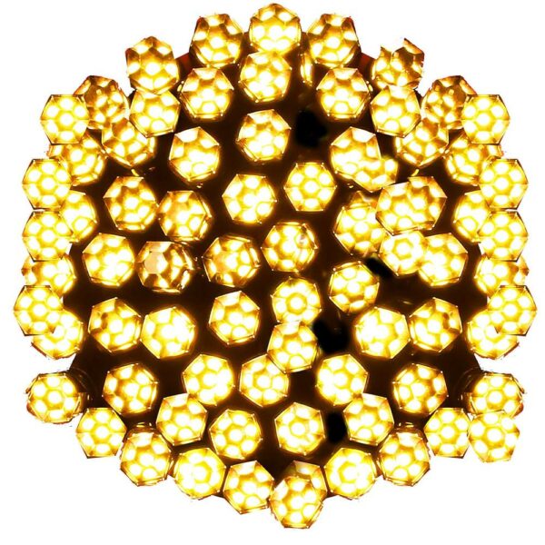 (DL) Instalatie lumini de exterior pentru gradina, 9 metri, 120 LED-uri forma cristal, cu baterii, galben - Image 8