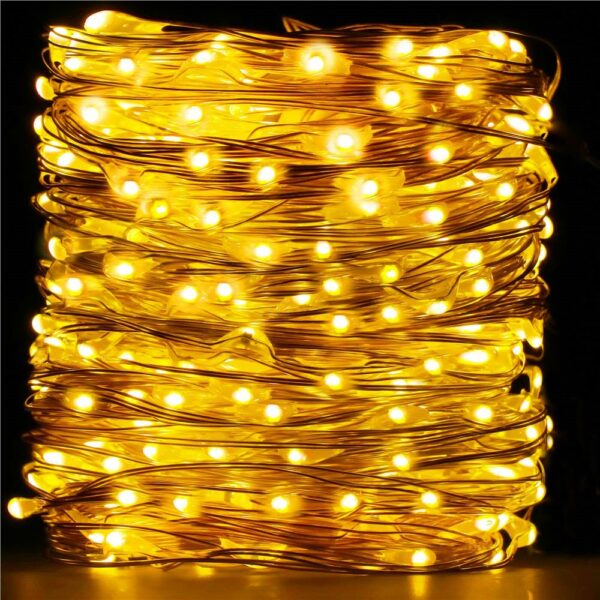 Fényfüggöny 300 LED, 3m, beltéri/kültéri használatra, távirányítóval, sárga világítás - Image 8