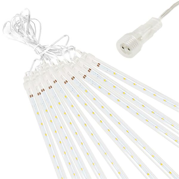 Instalatie de Craciun, 10 tuburi, 50cm, 480 LED, ploaie de meteoriti, alb - Image 10