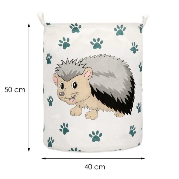 Ruha- vagy játéktároló kosár 50x40 cm, pamut és lenvászon, 80 l, sündisznó, bézs - Image 10