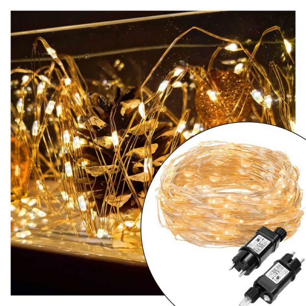 Instalatie lumina decorativa cu 500 LED-uri, 48m, iluminare galbena - Image 9