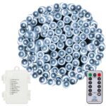 Instalatie lumini de exterior pentru gradina, 10.5 metri, 100 LED-uri, cu baterii, alb