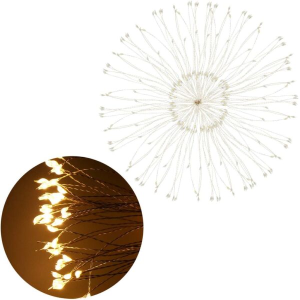 (DL) STAR díszlámpa installáció 100 LED-es, átmérő 30cm, elemes, sárga világítás - Image 9