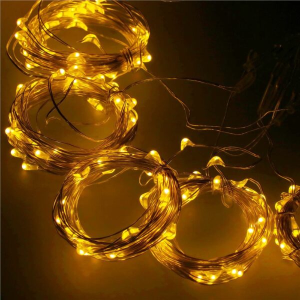 Fényfüggöny 300 LED, 3m, beltéri/kültéri használatra, távirányítóval, sárga világítás - Image 9