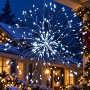 (DL) STAR díszlámpa installáció 100 LED-es, átmérő 40cm, távirányítóval, fehér világítás