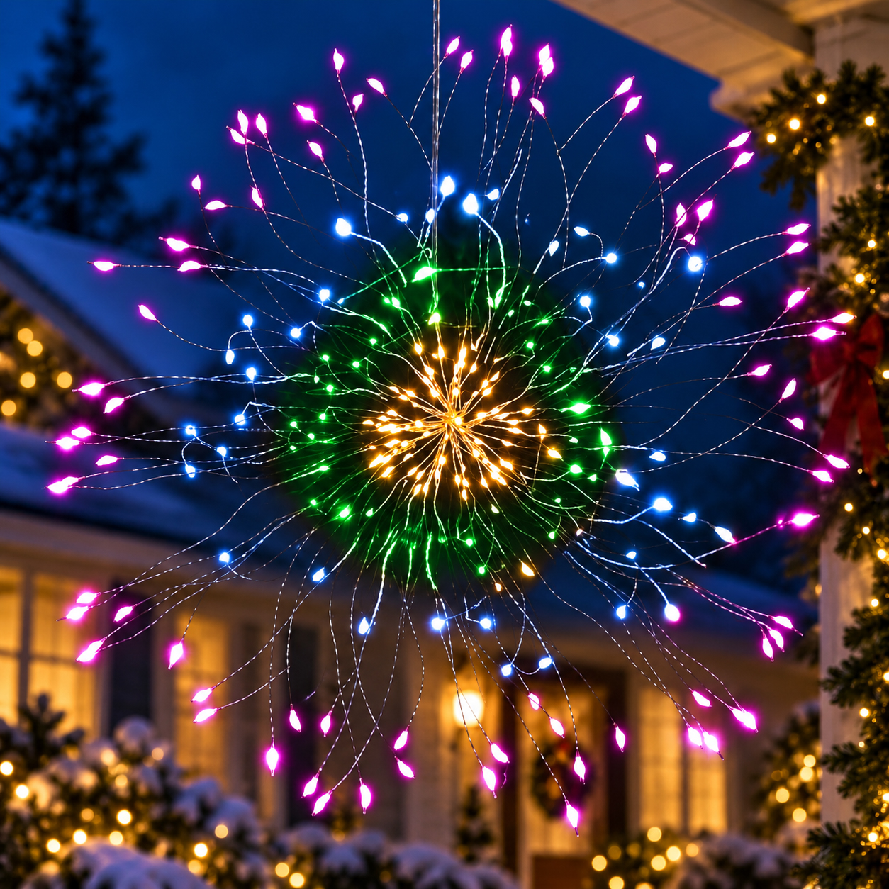 (DL) STAR díszlámpa installáció 100 LED-es, átmérő 40cm, távirányítóval, többszínű világítás - Image 15