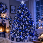 Fényszerelés a karácsonyfához, 25,5 méter, 300 LED vakuval, kék