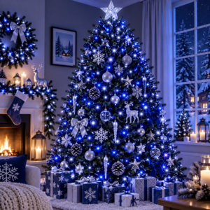Fényszerelés a karácsonyfához, 25,5 méter, 300 LED vakuval, kék