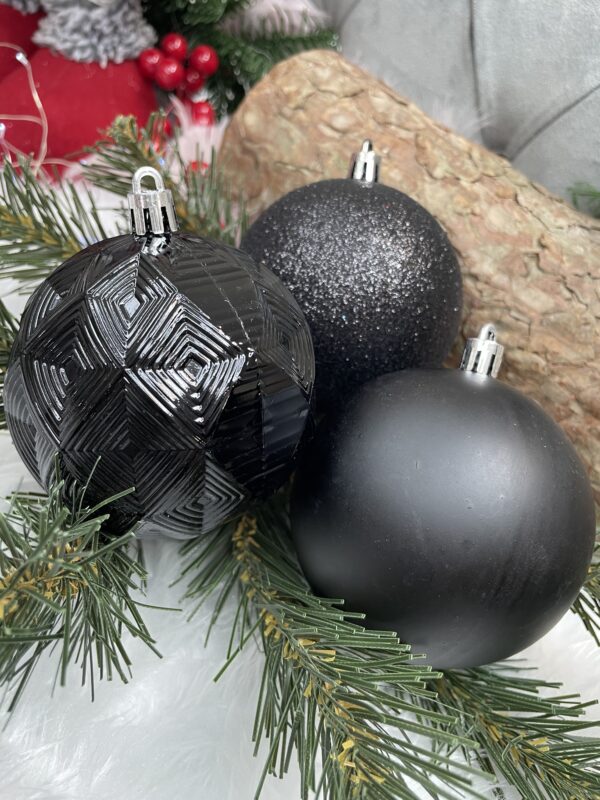 Set globuri de Craciun, 30 bucati, 8cm, 6 modele, negru - Image 18