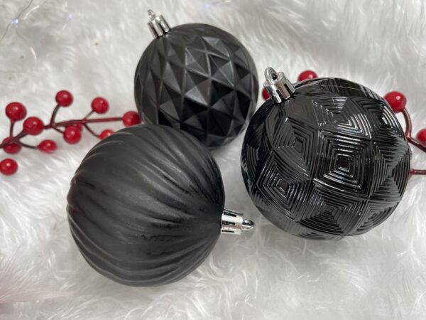 Set globuri de Craciun, 30 bucati, 8cm, 6 modele, negru - Image 26