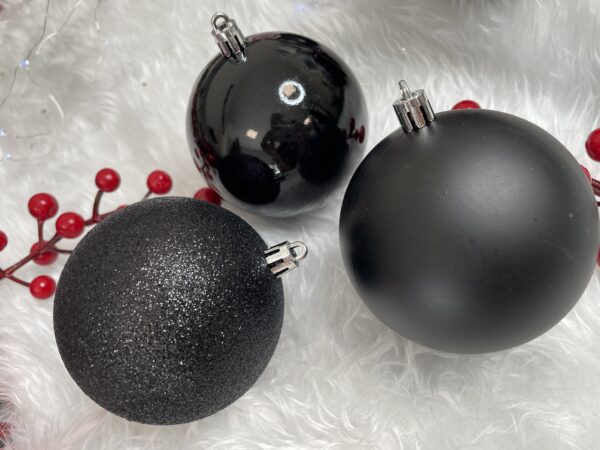 Set globuri de Craciun, 30 bucati, 8cm, 6 modele, negru - Image 27