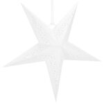 Stea decorativa 3D din hartie ajurata, 60cm, alba