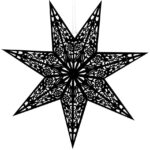 3D dekoratív csillag papírból és filcből, 50cm, fekete