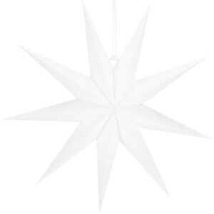 Dekoratív 3D papírcsillag, 9 ágú, 60cm, fehér