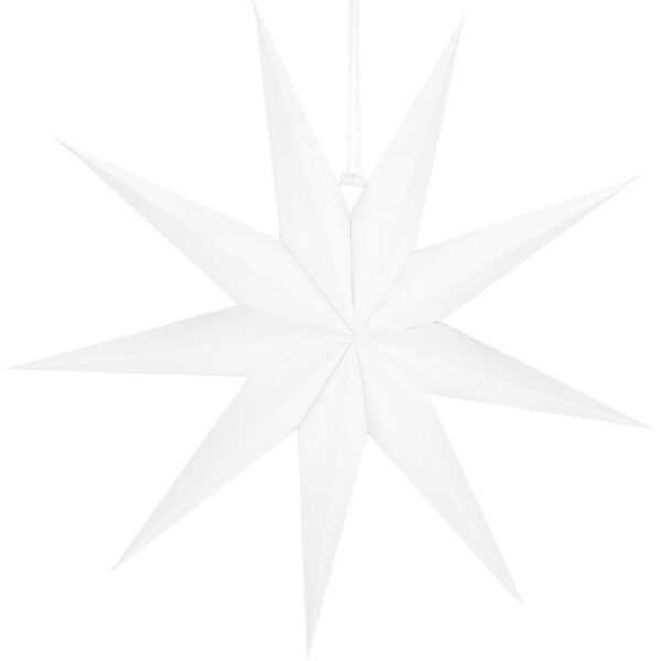 Dekoratív 3D papírcsillag, 9 ágú, 60cm, fehér