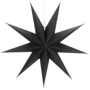 Dekoratív 3D papírcsillag, 9 ágú, 60cm, fekete