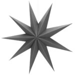 Dekoratív 3D papírcsillag, 9 ágú, 60cm, ezüst