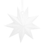 Stea decorativa 3D din hartie, cu 9 colturi, 30cm, alba