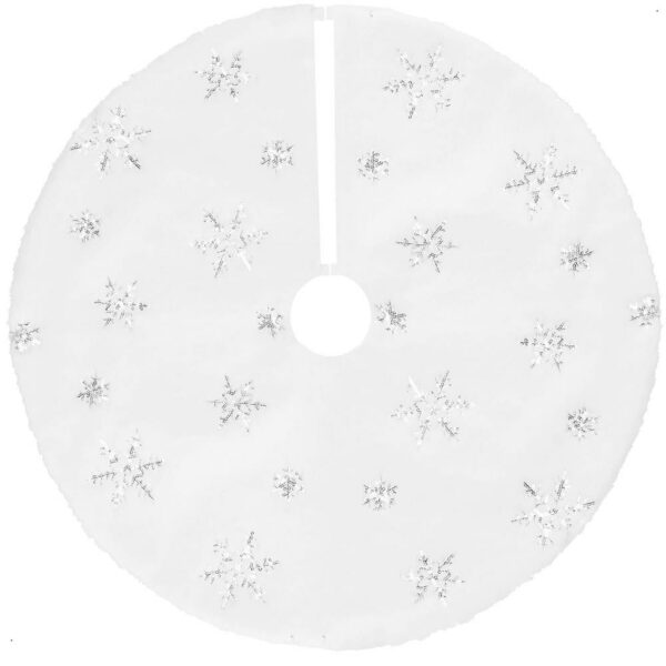Szőnyeg a karácsonyfa alá, 90 cm, fehér szőrme utánzat ezüst flitterekkel - Image 2