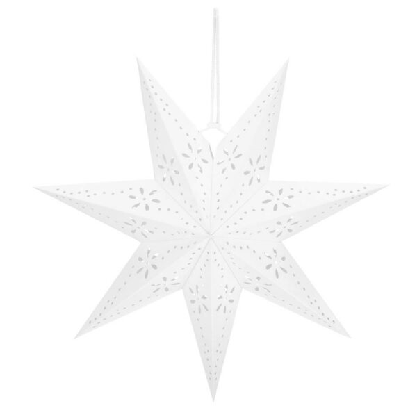 Stea decorativa 3D din hartie ajurata, 50cm, alba - Image 2