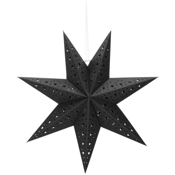 3D díszcsillag áttört papírból, 50cm, fekete - Image 2
