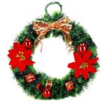 Karácsonyi koszorú, 35 cm, műfenyőből, díszekkel, zöld