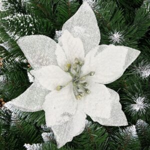 10 db-os karácsony Mikulásvirág dísz, 13cm, ezüstszürke