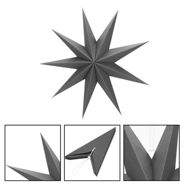 Dekoratív 3D papírcsillag, 9 ágú, 60cm, ezüst - Image 10