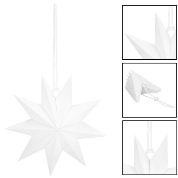 Stea decorativa 3D din hartie, cu 9 colturi, 30cm, alba - Image 10