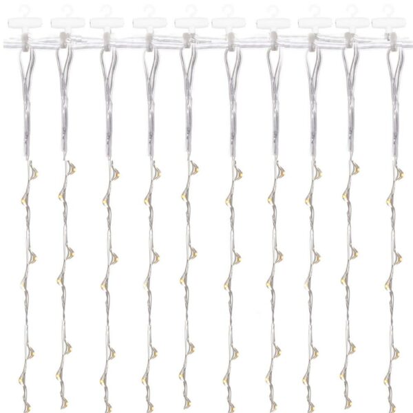 Fényfüggöny 200 LED, 2x2m, beltéri használatra, USB tápegység, meleg fehér (sárga) - Image 7