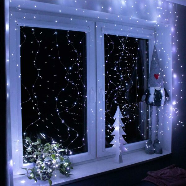 Fényfüggöny 200 LED, 2x2m, beltéri használatra, USB tápegység, fehér - Image 11