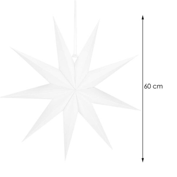 Dekoratív 3D papírcsillag, 9 ágú, 60cm, fehér - Image 10