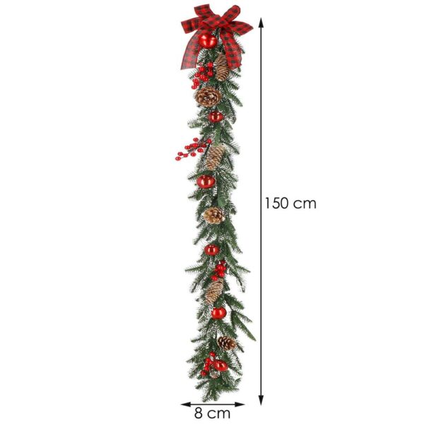 Dekoratív karácsonyi füzér, havas, 150 cm, 3D tűk, zöld - Image 11