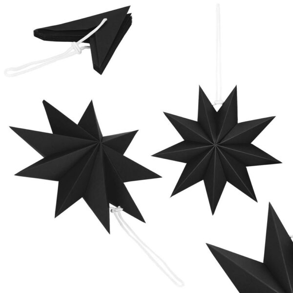 Dekoratív 3D papírcsillag, 9 ágú, 30cm, fekete - Image 12