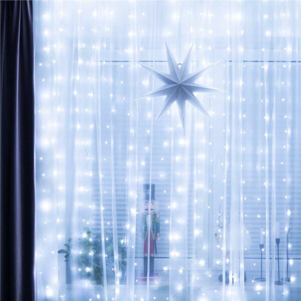Fényfüggöny 200 LED, 2x2m, beltéri használatra, USB tápegység, fehér - Image 13