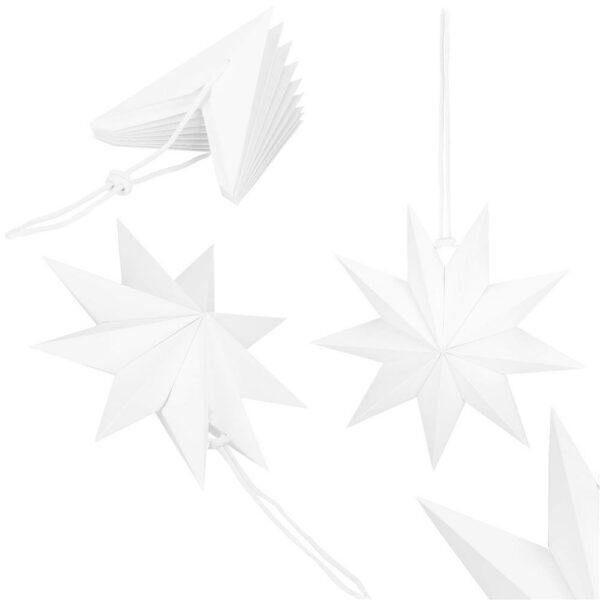 Stea decorativa 3D din hartie, cu 9 colturi, 30cm, alba - Image 11