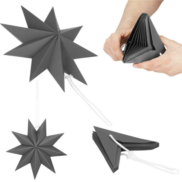 Dekoratív 3D papírcsillag, 9 ágú, 30cm, ezüst - Image 14
