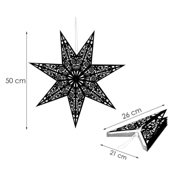3D dekoratív csillag papírból és filcből, 50cm, fekete - Image 15