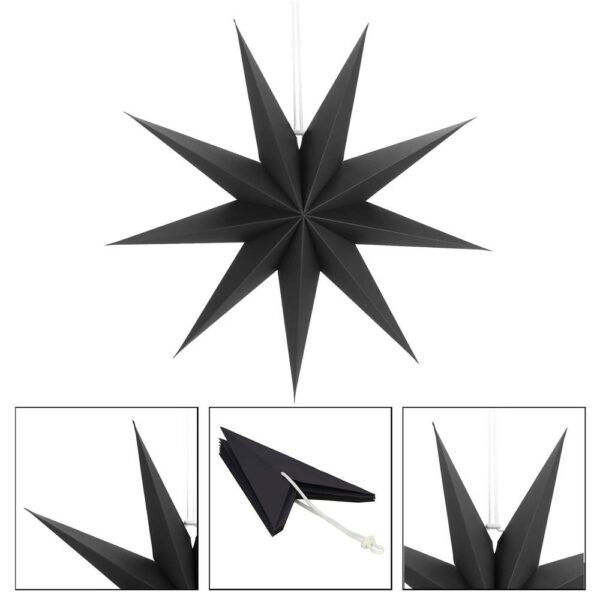 Dekoratív 3D papírcsillag, 9 ágú, 60cm, fekete - Image 15