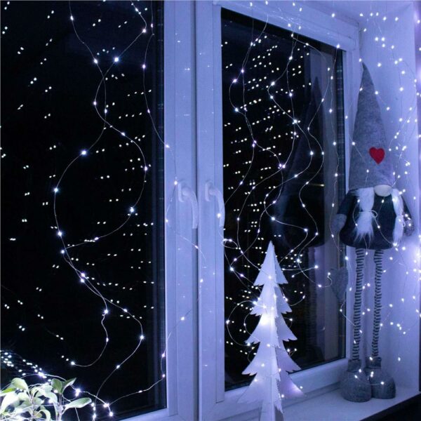 Fényfüggöny 200 LED, 2x2m, beltéri használatra, USB tápegység, fehér - Image 3
