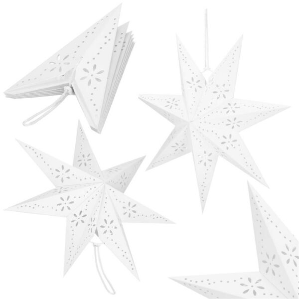 Stea decorativa 3D din hartie ajurata, 50cm, alba - Image 4